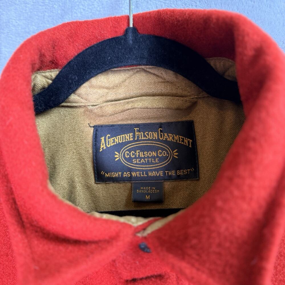 Filson Wool Lined Jacket Jac-SHirt Men's Medium Red Oak Barn Coat Chore Buttoned - Picture 4 of 16